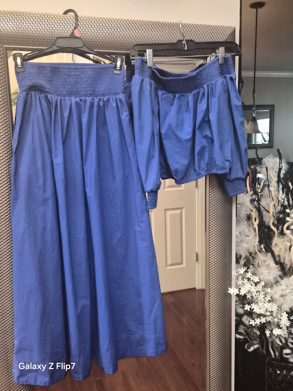 LOFT Royal Blue Smocked Waist Maxi Skirt
